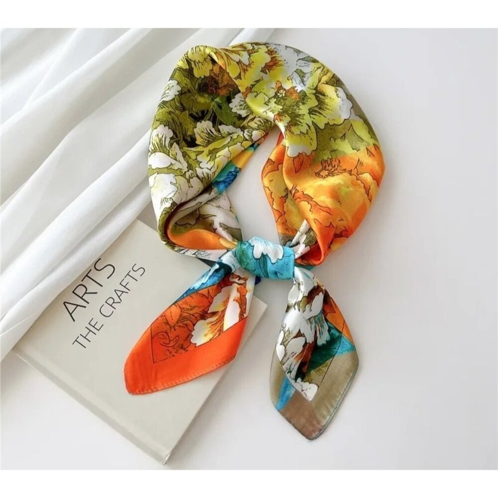 NEW 2/$30 Colorful Painted Nature Printed Silky Fashion Scarf Simple Style